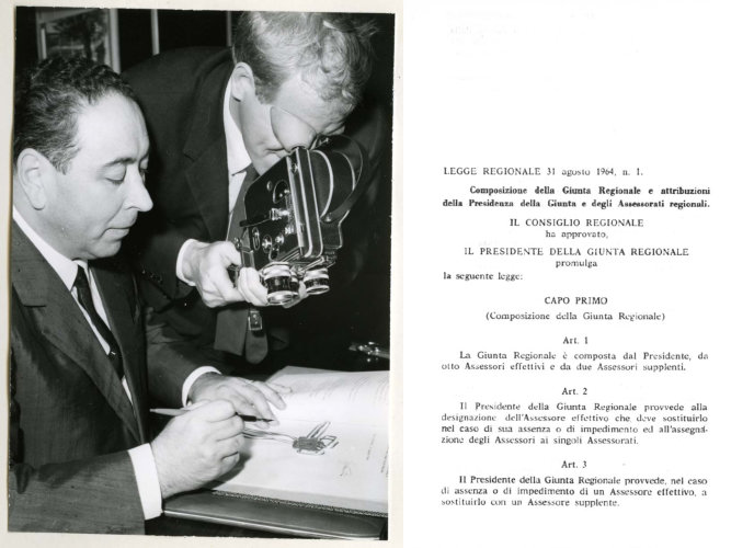 Il Presidente Berzanti firma la prima legge regionale